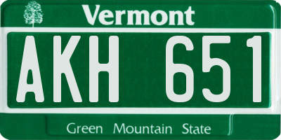 VT license plate AKH651