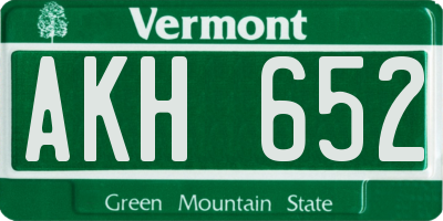 VT license plate AKH652