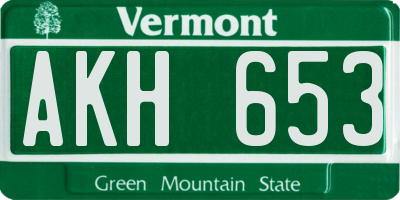 VT license plate AKH653