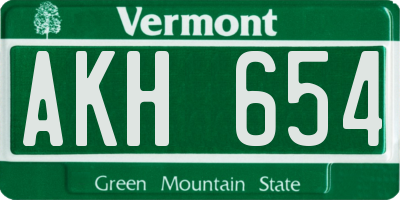 VT license plate AKH654