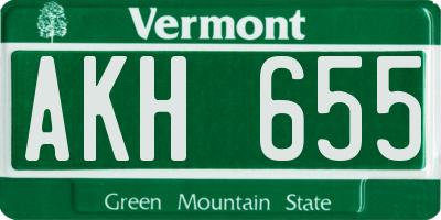 VT license plate AKH655