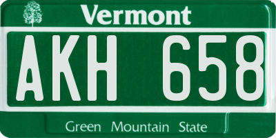 VT license plate AKH658