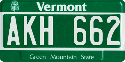 VT license plate AKH662