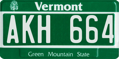 VT license plate AKH664