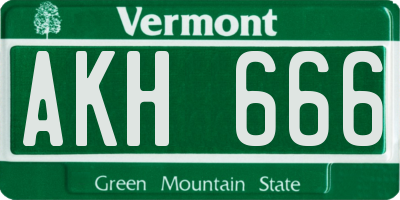 VT license plate AKH666