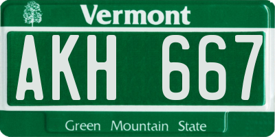 VT license plate AKH667