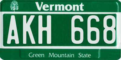 VT license plate AKH668