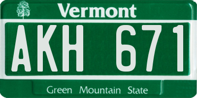 VT license plate AKH671