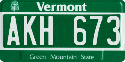 VT license plate AKH673