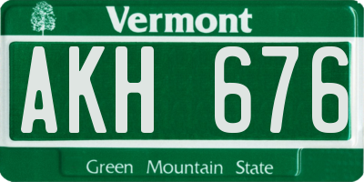 VT license plate AKH676