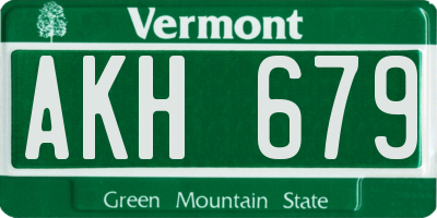 VT license plate AKH679