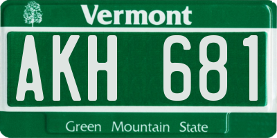 VT license plate AKH681