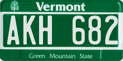 VT license plate AKH682