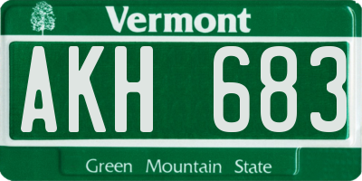 VT license plate AKH683