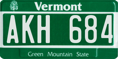 VT license plate AKH684