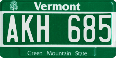 VT license plate AKH685