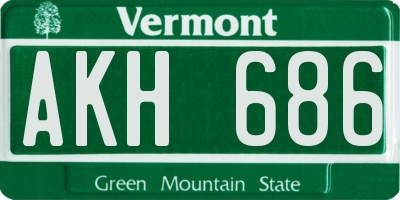 VT license plate AKH686