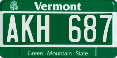 VT license plate AKH687