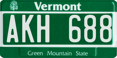 VT license plate AKH688