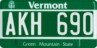 VT license plate AKH690