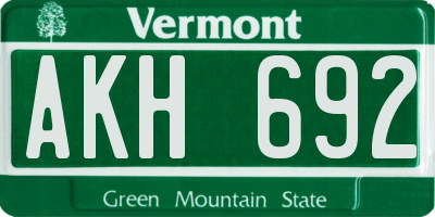 VT license plate AKH692