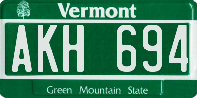 VT license plate AKH694