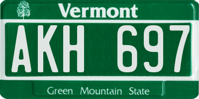 VT license plate AKH697
