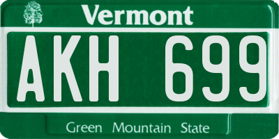 VT license plate AKH699