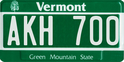 VT license plate AKH700