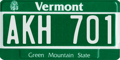 VT license plate AKH701