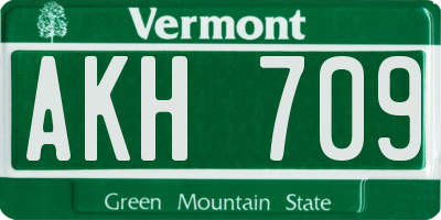 VT license plate AKH709