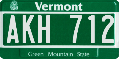 VT license plate AKH712