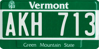 VT license plate AKH713