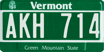 VT license plate AKH714
