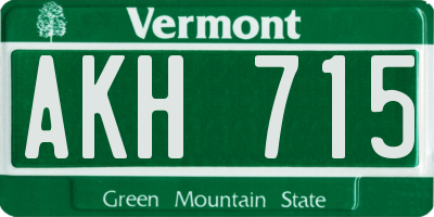 VT license plate AKH715