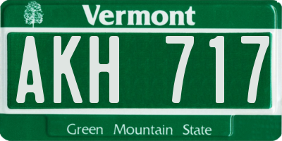 VT license plate AKH717
