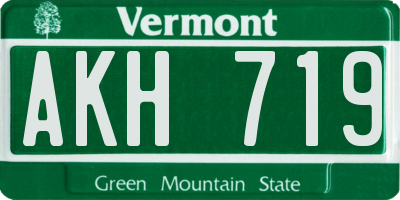 VT license plate AKH719