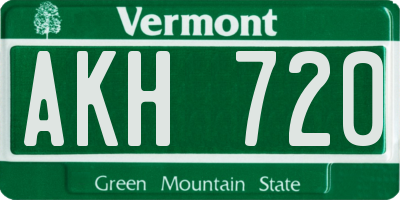 VT license plate AKH720