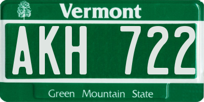 VT license plate AKH722