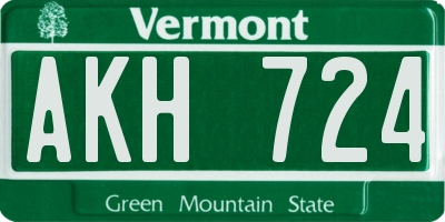 VT license plate AKH724