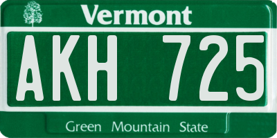 VT license plate AKH725