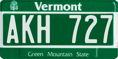VT license plate AKH727
