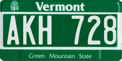 VT license plate AKH728