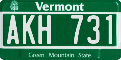 VT license plate AKH731