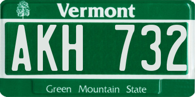 VT license plate AKH732