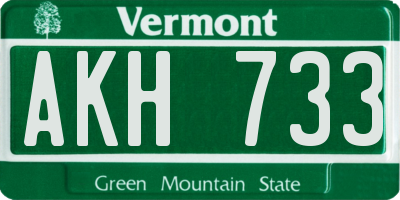 VT license plate AKH733