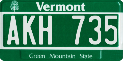 VT license plate AKH735