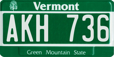 VT license plate AKH736