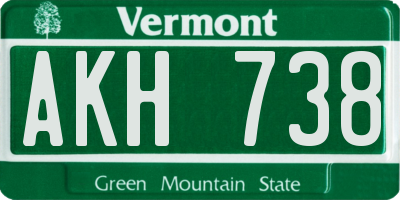 VT license plate AKH738