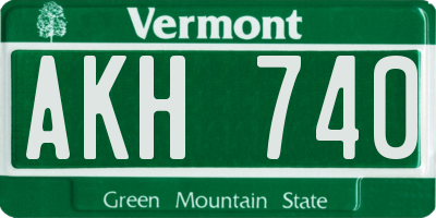 VT license plate AKH740
